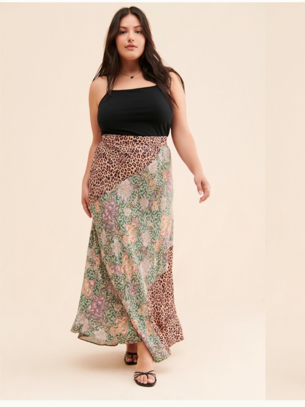 Kachel Anthropologie Floral Leopard Slip Skirt 18